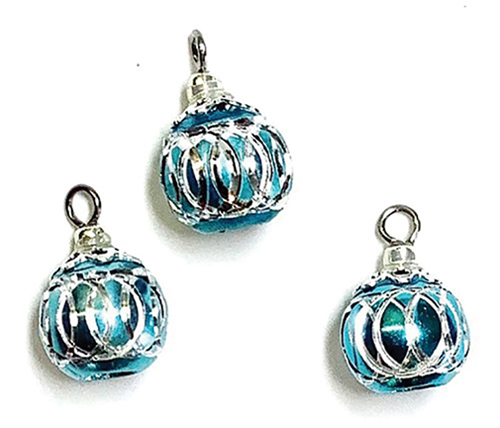 (image for) Turquiose Rings Ball Tree Ornaments 3pc Set