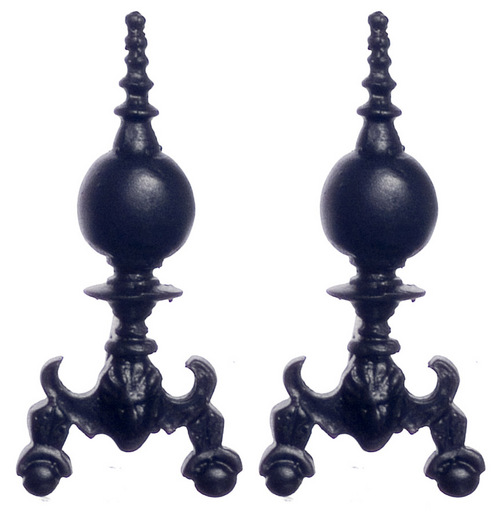 (image for) Georgian Style Fireplace Andirons - Black - 1pr