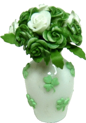 (image for) Roses in Lucky Shamrock Vase