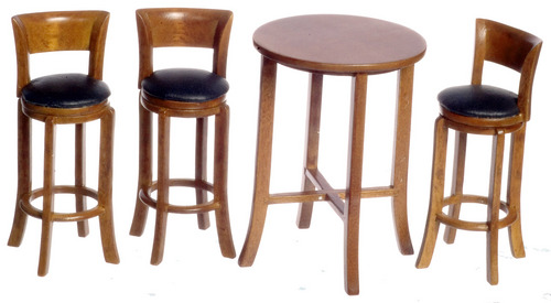 (image for) Pecan Tall Table w/ 3 Stools