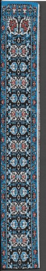 (image for) Large Turkish Rectangular Throw Rug Runner - Blue Floral