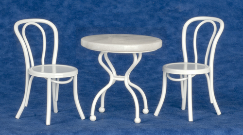 (image for) White & Marble Cafe Style Dining Set - 3pc