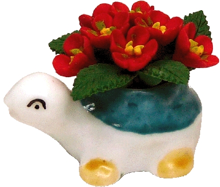 (image for) Red Flowers in Turtle Planter