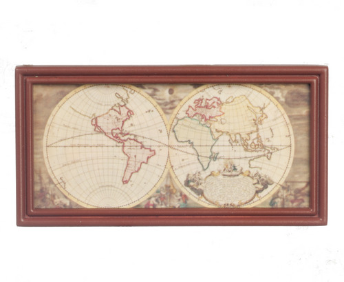 (image for) Ancient Map Long Wood Framed