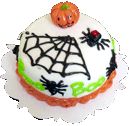 (image for) Halloween Pumpkin Spider Web Cake