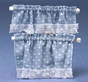 (image for) Cottage Curtains Blue Nursery Hearts