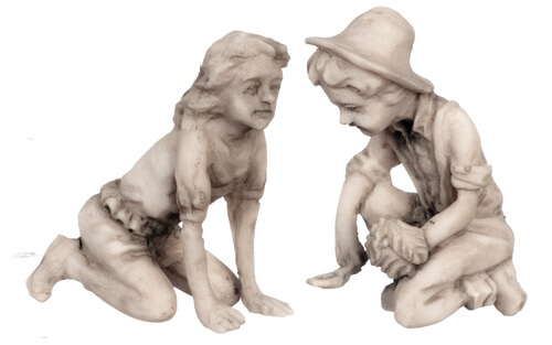 (image for) Boy & Girl Gardener Statue - Gray