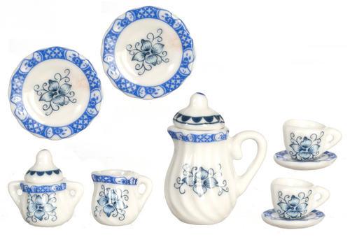 (image for) Blue & White Tea Set 11pc