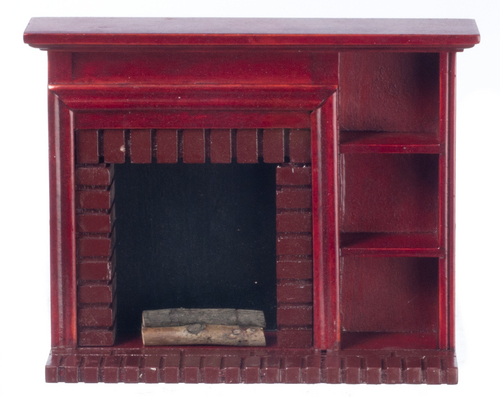 (image for) Fireplace w/ Shelves - Mahogany