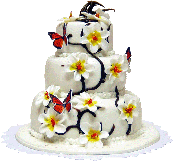 (image for) Butterflies & Flowers on 3 Tier Wedding Cake