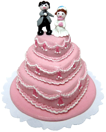 (image for) Pink Heart Staircase 3 Tier Wedding Cake