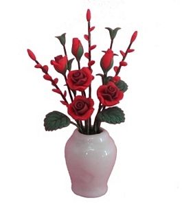 (image for) Red Roses in Porcelain Vase