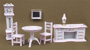 (image for) 1/4in Scale Parlor Set - White & Pink