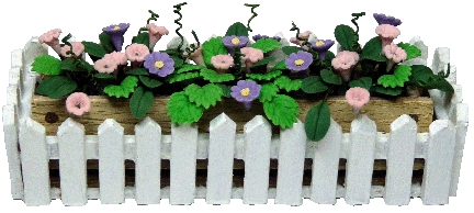 (image for) Pink and Purple Trumpet Flowers in Picket Planter