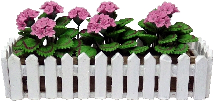 (image for) Pink Geraniums in Picket Fence Planter