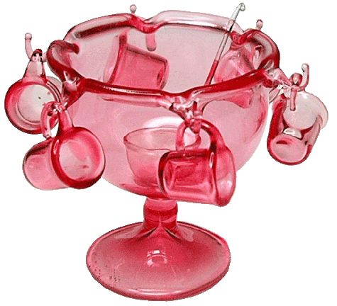 (image for) Pink Punch Bowl Set w/ Ladle & 6 Glasses