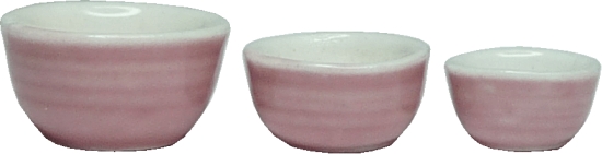 (image for) Ceramic Bowl Set Pink & White 3pc