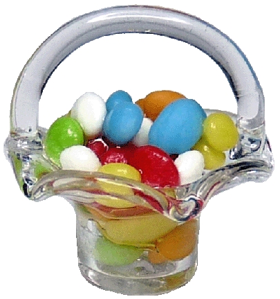 (image for) Glass Basket Filled with Eggs