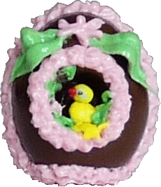 (image for) Panorama Chocolate Egg/ Pink Trim Chick 5/8in Tall