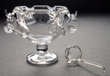 (image for) Glass Punch Bowl with 6 cups and Ladle