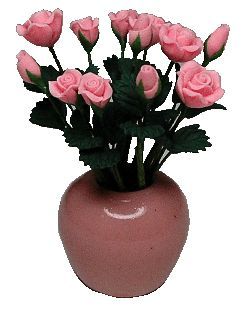 (image for) Ceramic Vase / 12 Pink Roses (Flowers are Loose)