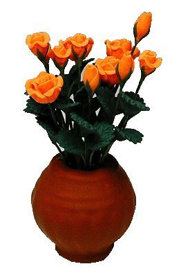 (image for) Ceramic Vase / 12 Apricot Roses (Flowers are Loose)