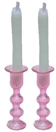 (image for) Pink Candlestick Holders w/ Candles