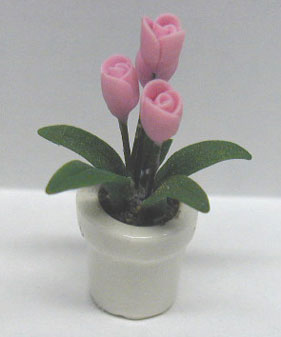 (image for) Pink Tulip Plant in White Pot