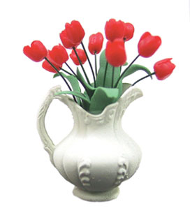 (image for) Red Tulips in a White Pitcher