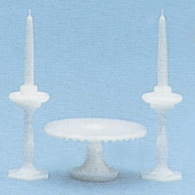 (image for) White Cake Plate & Candle Holders