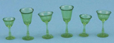 (image for) 6pc Trans Green Stemware Set