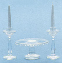 (image for) Crystal Cake Plate & Candle Holders