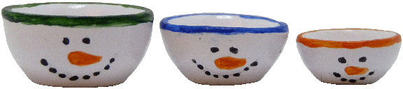 (image for) Snowman Ceramic Mixing Bowl Set 3pc