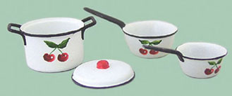 (image for) Cherry Motif Pot Lid & 2 Matching Sauce Pans