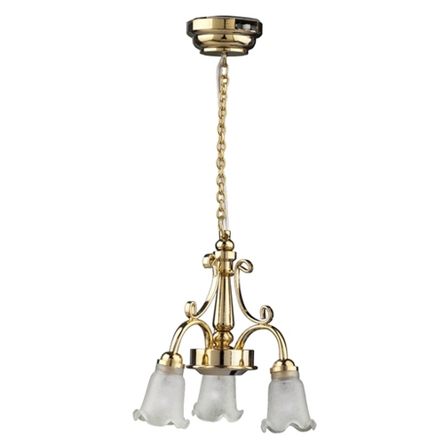 (image for) LED 3-Arm Frosted Down Tulip Shade Chandelier