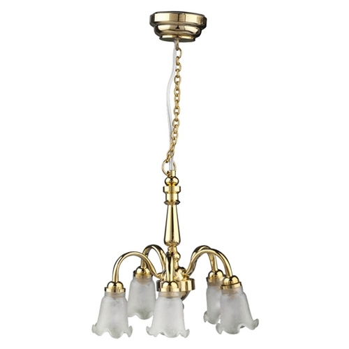 (image for) LED 5-Arm Frosted Down Tulip Shade Chandelier