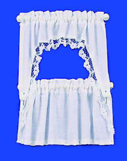 (image for) Curtain White Ruffled Cafe Set