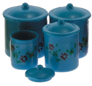 (image for) Blue Floral Canister Set 4pc