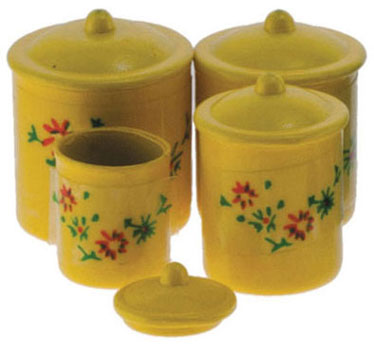 (image for) Floral Canister Set - Yellow - 4pc