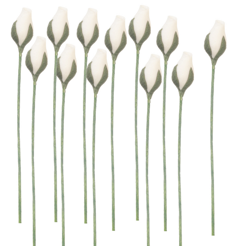 (image for) 1dz White Rosebud Stems