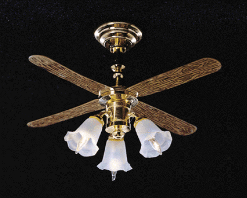 (image for) Ceiling Fan w/ 3 Tulip Shades 12v