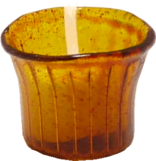 (image for) Amber Glass Votive Candle Holder w/ White Candle