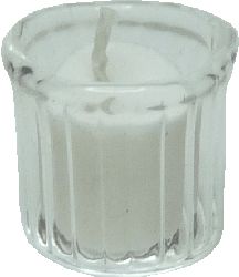 (image for) Clear Glass Votive Candle Holder w/ White Candle