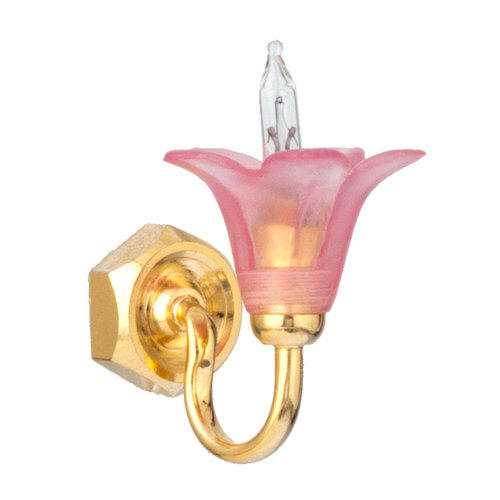 (image for) Single Wall Sconce w/ Pink Tulip Shade 12v