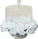 (image for) Ceramic Cake Plate w/ Lace Doily & Cover