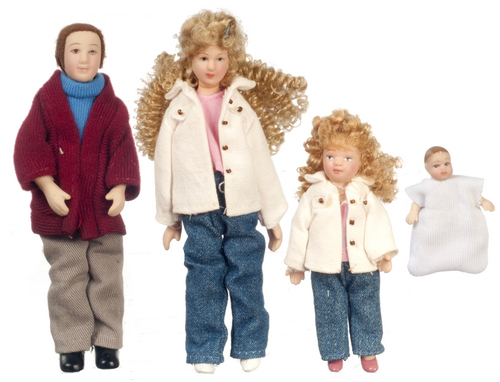 (image for) Porcelain Modern Doll Family Set 4pc