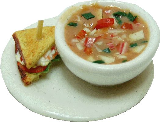 (image for) Bowl of Vegetable Soup w/ Chicken Salad Sandwich