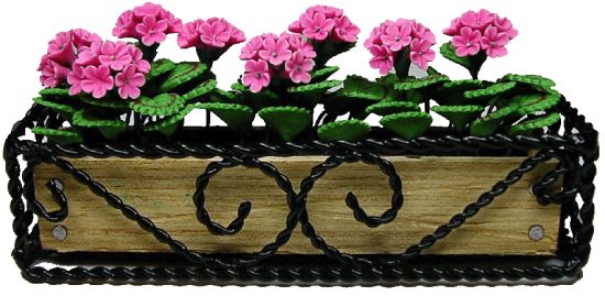 (image for) Pink Geraniums In Braided Iron Planter