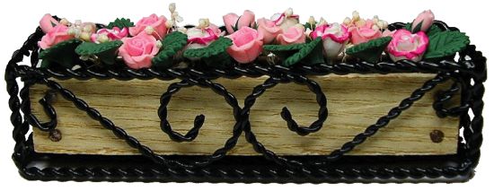 (image for) Pink & White Roses in Braided Iron Planter