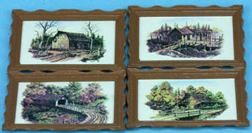 (image for) Large Framed Rustic Pictures 4pc